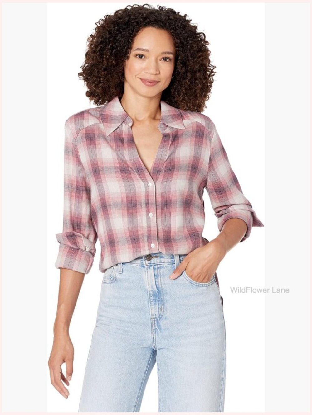 Classic Button Down Shirt Cozy Plaid Long Sleeve Collared Regular Fit, Camping